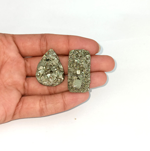 Pyrite Druzy Naturelle de Haute Qualité, Pierre Précieuse en Vrac, Prix de Gros, Cabochon Druzy pour la Fabrication de Bijoux, Pierres Druzy - Product Image 6