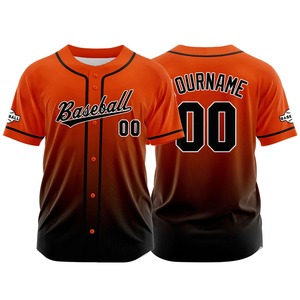 Maillot de baseball personnalisé par sublimation, tenue d'équipe, entièrement boutonné, logo personnalisé, nom et numéro, fournisseur OEM, respirant, séchage rapide, col en V, 100% - Product Image 1