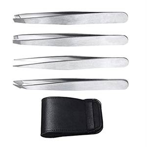 Ensemble de pinces à cils chirurgicales de précision Morje en acier inoxydable avec étui en cuir noir, 4 pièces, pointe lisse MS-ET-0007 - Product Image 4