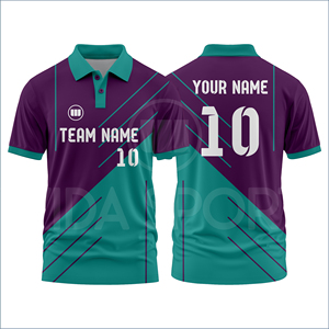 เสื้อคริกเก็ตแบบใหม่สั่งทำพิเศษ ชุดทีมแบบซับลิเมชั่น ระบายอากาศได้ดี แห้งเร็ว พร้อมชื่อผู้เล่น ผลิตจากโพลีเอสเตอร์ 100% ขายส่ง - Product Image 3