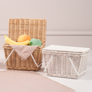 Panier de rangement en rotin naturel au meilleur prix pour le camping en plein air, ensemble de paniers de pique-nique de grande qualité - Product Image 1