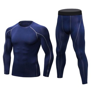 Ensemble de sport pour homme à séchage rapide avec logo personnalisé, combinaison de compression à manches longues - Product Image 1