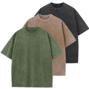 T-shirts vierges 100 % coton épais, blancs unis, personnalisables, pour hommes, coupe oversize, col rond, prix de gros - Product Image 5
