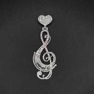 Custom 925 Silver Music <b>Note</b> Pendant VVS Moissanite Claw Setting Rhodium Plated Jewelry for Anniversary - Product Image 1