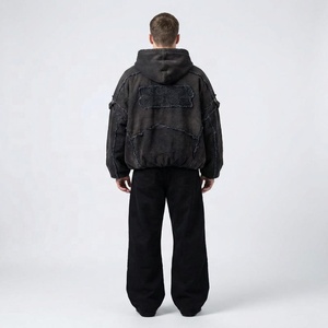 บริการ OEM คุณภาพสูง เสื้อฮู้ดดี้ผู้ชายสำหรับฤดูหนาว ระบายอากาศได้ดี ดีไซน์เท่ห์ ลุคสุดชิค ล้างสีแบบแอซิดวอช - Product Image 3