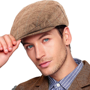 High Quality Wholesale Men Ivy Hat Newsboy <b>Cap</b> - Classic <b>Wool</b> Blend Tweed <b>Flat</b> <b>Cap</b> Cabbie Hat Men - Product Image 1