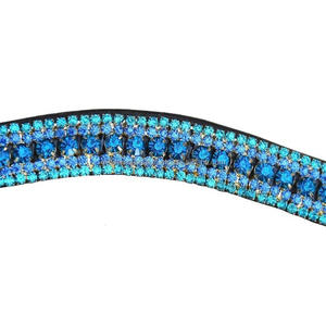 Bande de sourcil de cheval en cuir de qualité supérieure décorée de perles fantaisie à 5 rangées et de cristaux de chaîne diamante scintillante - Product Image 2