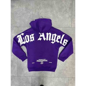 Sudadera con capucha para hombre, estilo urbano, con gráfico clásico de Los Ángeles y logo curvo. - Product Image 1