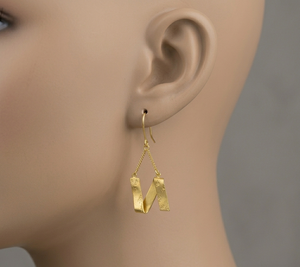 ต่างหู KENWAY SARTAJ WORLDWIDE ทำมือ ลายเท็กซ์เจอร์รูปตัว 'N' พร้อมเคลือบทองป้องกันการหมอง ตะขอเกี่ยวแบบปลอดสารตะกั่ว สำหรับผู้หญิง ใส่ไปงานปาร์ตี้ - Product Image 6