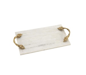 Plateau en marbre de conception haut de gamme, plateaux décoratifs, plateau en pierre, plateau de service, plateau de service en marbre avec poignée en métal, à prix d'usine avantageux - Product Image 1