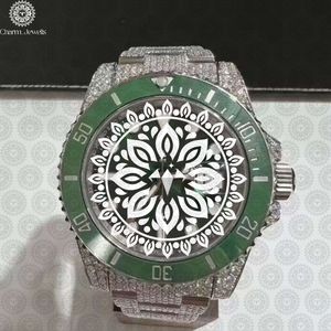 Montre de luxe Charm Jewells en acier inoxydable 40 mm, mouvement mécanique analogique, cadran vert, design ajouré, montre de mode pour homme, automatique - Product Image 1