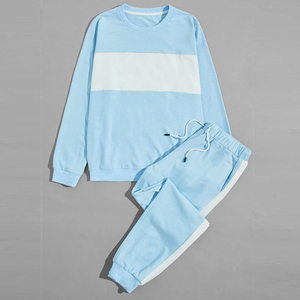 เสื้อสวมหัวคอกลมสำหรับผู้ชาย, เสื้อกีฬาคอกลมผ้าคอตตอนผ้าโพลีเอสเตอร์สีพื้น - Product Image 5