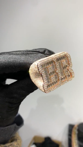 Mens 925 Silver Moissanite <b>Initial</b> Letter BR <b>Signet</b> <b>Ring</b> Rose Gold Iced Baguette Pinky <b>Ring</b> Luxury Gift for Men - Product Image 3