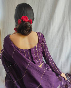 เสน่ห์ชาติพันธุ์ของผู้หญิงผ้าฝ้ายและผ้าลินิน Saree cerise สีชมพูกับเทพธิดาแห่งความรักสวมใส่นี้ที่จะทำให้เทพธิดาทั้งหมดตกอยู่ในความรัก - Product Image 4