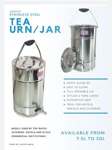 PREMIUM STAINLESS STEEL HEAT RESISTANT WASHABLE TEA URN 15 LITER HEAVY DUTY <b>MIRROR</b> FINISH HOT BEVERAGE DISPENSER COMMERCIAL - Product Image 2
