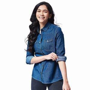 Camisas de Mezclilla para Mujer al por Mayor, con Botones y Bolsillos con Solapa, Color Azul Crudo, Estilo Vintage, Tops Casuales de Primavera/Verano, Alta Calidad, Moda - Product Image 6