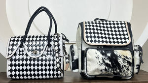 Diseñador de moda personalizado de lujo de gran capacidad a mano a cuadros bolsas de cuero con pañales de viaje mochila conjuntos a juego - Product Image 4