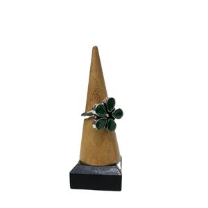 ARTSJEWELS Classic Green <b>Quartz</b> 925 Silver Plated Brass Pear Shape Flower Design <b>Ring</b> for Unisex Bridal & Wedding Daily Wear - Product Image 1