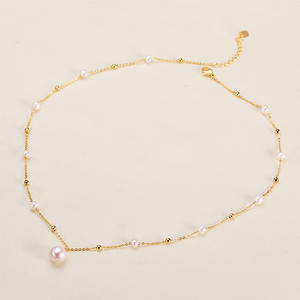 สร้อยคอจี้มุกน้ำจืดเอ็ดดิสันจากจูจี้ ขายส่ง หุ้มด้วยทอง 18K ดีไซน์ท้องฟ้าเต็มดาว เครื่องประดับสุดหรู ไอเดียของขวัญที่สมบูรณ์แบบ - Product Image 1