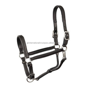Top Quality <b>Harness</b> Leather Horse Racing Halter Custom Made Double Stitched extra comfort Full Adjustable Leather Halter Horse - Product Image 2