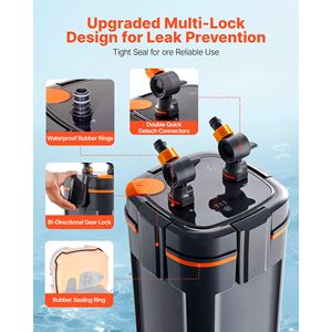 Filtro a Canister XL da 396 GPH per Acquario, 4 Fasi, con Luce Temporizzata, Pompa Potente, per Circolazione Acqua da 5L a 10L, con Media di Pulizia - Product Image 4