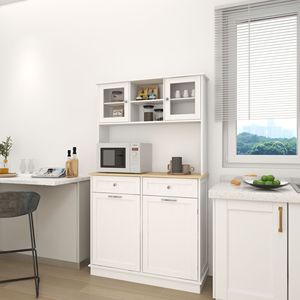 Mobiletto da Cucina Alto 172 cm per Rifiuti con 3 Ripiani Regolabili, 2 Cassetti e 1 Cestello Ribaltabile - Armadietto Contenitore per Cucina e Sala da Pranzo - Product Image 1