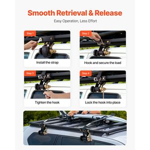 Cinghie a cricchetto nere per portascatole da montare su tubo quadro, larghe 1,5 pollici x lunghe 7,4 piedi, con doppi ganci a J da 50 pollici - Product Image 3