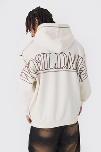 Wholesale Cut and Sew Drop Shoulder Hoodies Men with Contrast Stitching Custom 3d Embroidery <b>Heavy</b> 100% Cotton Breathable - Product Image 2
