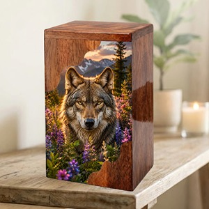 Urna Funeraria para Mascotas de Madera Maciza con Grabado de Huella, Acabado Natural, Diseño Personalizable, Urna Decorativa de Madera Redonda - Product Image 6