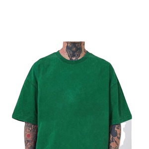 T-shirts pour hommes grande taille en coton 100% style vintage, tricotés, anti-plis, délavés à l'acide, effet usé, streetwear - Product Image 5