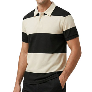 Camisetas Polo a Rayas Casuales para Hombre Hechas a Medida OEM, Tejido Piqué Transpirable de Manga Corta, Venta al Por Mayor de Fábrica - Product Image 1