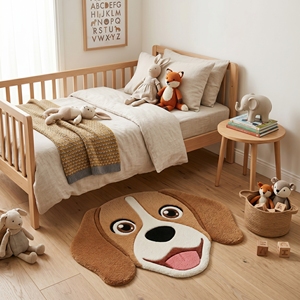 Factory Supply Handmade <b>Dog</b> Shape Wool Rug Custom Tufted Puppy Carpet Latex Backing Non-Slip Floor Mat Wholesale Manufacturer - Product Image 4