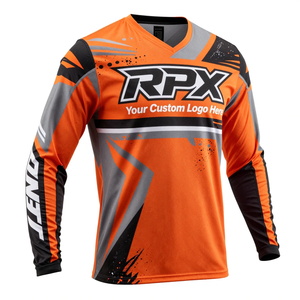 Jersey de Motocross Personalizado de Manga Larga, Color Naranja y Negro, Impresión por Sublimación, Secado Rápido, para Adultos, Todas las Temporadas - Product Image 1