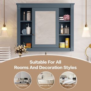 Modern 35 X 28 <b>Wall</b> Mounted Bathroom <b>Storage</b> Cabinet Medicine Cabinet with Mirror for Bathroom Shelves - Product Image 6