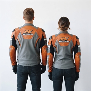 Women's Unisex Summer Printed Genuine Leather Full Sleeve <b>Racer</b> Motorcycle Biker <b>Jacket</b> with Flame-Retardant Anti-UV Protection - Product Image 2