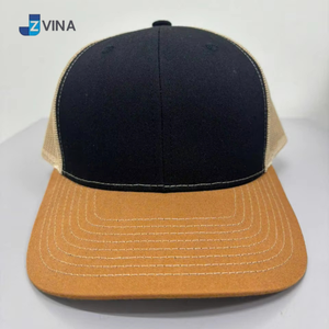 Casquette Trucker Unisexe en Toile Polyester Noire et Kaki de Haute Qualité avec LOGO Personnalisé, 6 Panneaux, Réglable, Broderie 3D Décontractée - Product Image 1