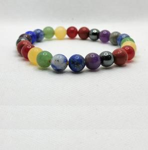 Pulsera de siete chakras natural con cuentas de múltiples piedras preciosas para Reiki, meditación, sanación energética, joyería al por mayor, 8 mm - Product Image 1