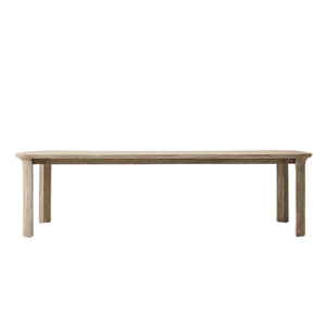 Contemporary Organic <b>Outdoor</b> Dining <b>Table</b> Solid Teak Elegant Slatted <b>Table</b> Top and <b>Rounded</b> Edges Suitable for Villa Hotel - Product Image 4