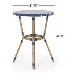 Ensemble bistrot français 3 pièces en rotin PE et aluminium pour extérieur, finition bambou blanc et vert sarcelle foncé, mobilier de patio élégant - Product Image 6