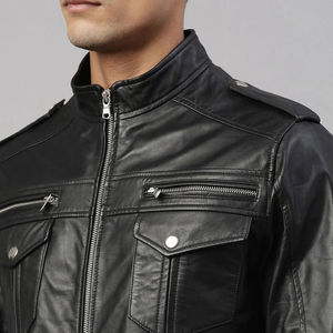 Veste en cuir pour homme de haute qualité avec logo personnalisé, col rabattu, style streetwear d'hiver, respirante, vêtements de mode - Product Image 6