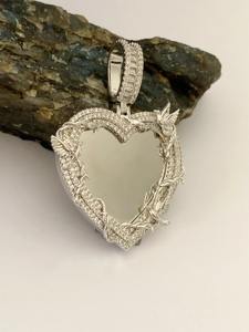 Personalized Moissanite Iced Out <b>Memory</b> Pendant In 925 Sterling Silver Heart Pendant For Anniversary <b>Gift</b> For Her - Product Image 4