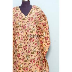 Caftán Maxi 100% Hecho a Mano en Algodón con Estampado Indio para Mujer, Ecológico, Cintura Natural, Corte Regular, Ropa Casual de Verano y Primavera - Product Image 2