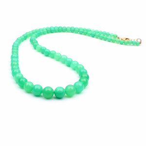 Collier de perles rondes en jade vert naturel et chrysoprase, fait main, vente en gros, pierres semi-précieuses - Product Image 2