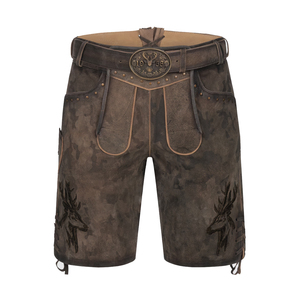 Shorts en cuir véritable brodés traditionnels bavarois pour hommes |   Taille haute grande taille, écologique, personnalisé, été - Product Image 1