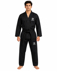 Uniforme de Taekwondo Dumela, Negro, de Algodón, Ropa de Artes Marciales Unisex, Traje de Entrenamiento, Diseño Duradero de Cintura Alta, Transpirable y Personalizable - Product Image 3