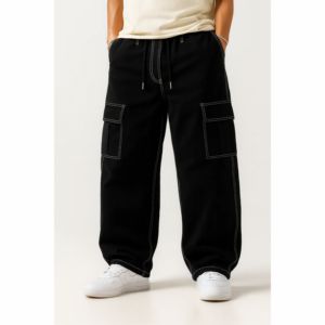 Manufacturer Custom Patch Embroidered Denim Flared Pants Contrast Stitching Acid Wash Men Sweatpants And Flared Jogger Pants Set - Product Image 4