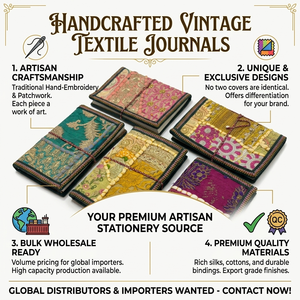 Eleve la imagen de su marca con nuestros cuadernos hechos a mano con tela de sari reciclada y ecológica, de estilo sostenible para todos. - Product Image 6