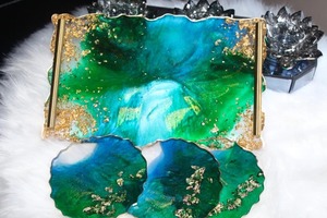 Handmade <b>Round</b> Resin Serving <b>Tray</b> with Finish Stylish Home and Office Decor Multi Purpose for Serving and <b>Table</b> - Product Image 2