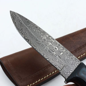 Couteau de poche artisanal en acier Damas avec manche en bois, personnalisable, support OEM pour la survie en plein air, la chasse et l'utilisation tactique - Product Image 2