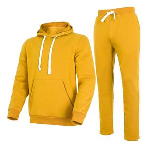 Wholesale Price Winter Streetwear Solid Unisex Tracksuit Hooded Drawstring <b>Jacket</b> Jogger Set Athletic Sportswear Training - Product Image 5